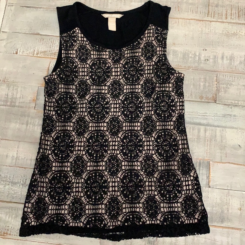 BR BANANA REPUBLIC Tank Top sleeveless crocheted overlay lace Size XSP